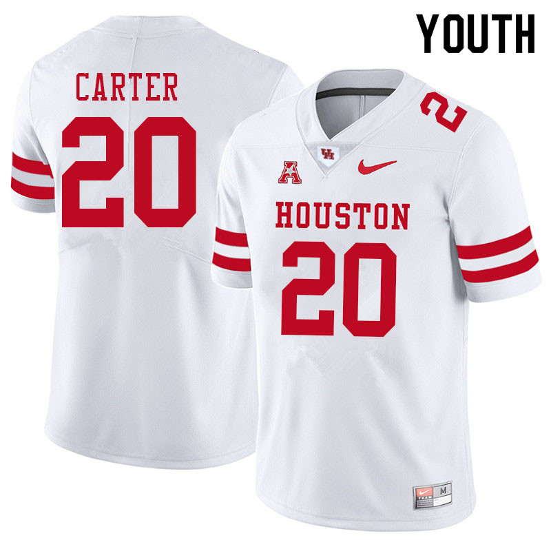 Youth #20 KeSean Carter Houston Cougars College Football Jerseys Sale-White